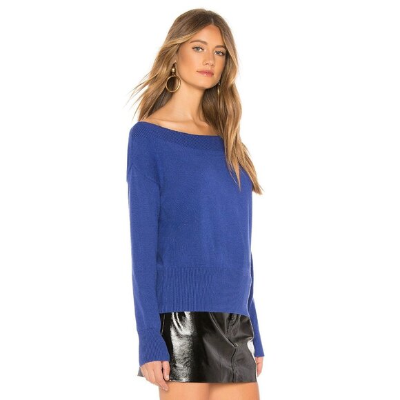 Lovers and Friends Luxe Cobalt Blue Off Shoulder Knit Sweater - Picture 3 of 7